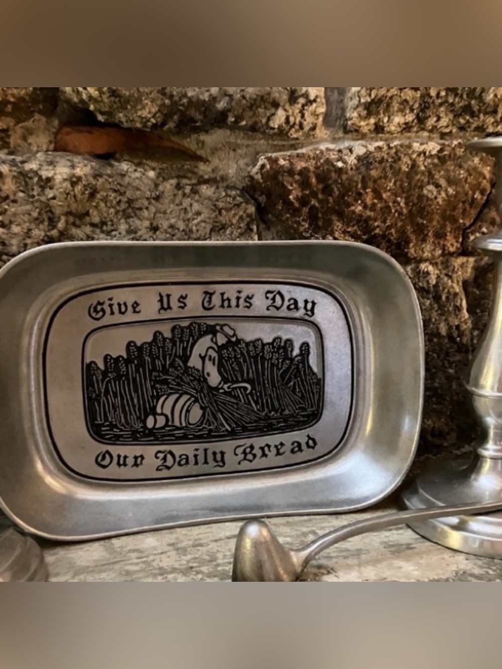 Wilton Armetale RWP Modern Plow Plate Give Us This Day Our Daily Bread EUC
